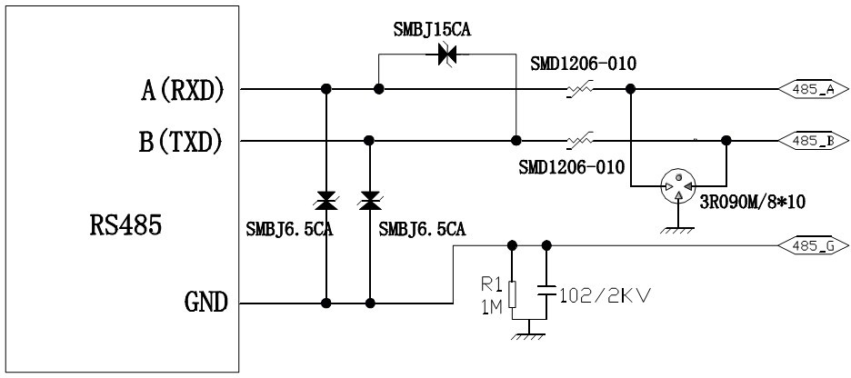 RS-485保護(hù)方案拓樸 圖一