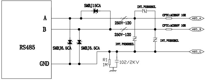 RS-485保護(hù)方案拓樸圖二